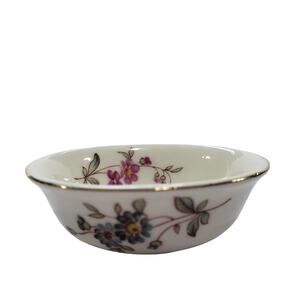 Brinton Bone China Taiwan Vintage White Floral Gold Rim Bowl